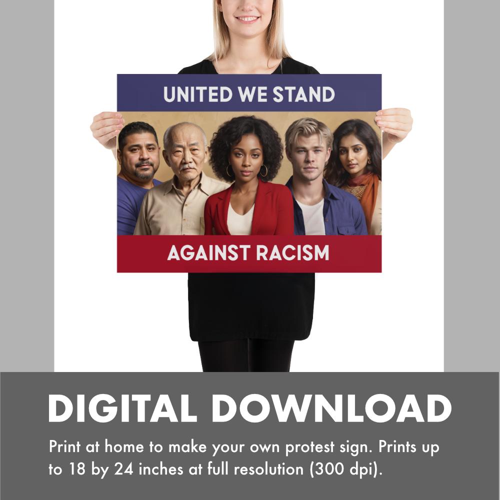 No Racism Civil Rights Protest Poster: United Against Racism (digital Download), Anti-racist ...
