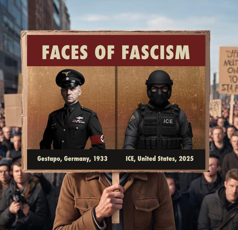 Cartel de protesta: Rostros del fascismo, antirracismo, anti ICE, justicia social, resistencia imagen 3