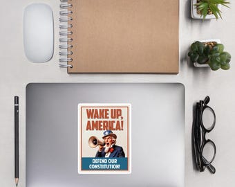 Politischer Sticker: Wake Up America, geometrisch, geometrisch, lebendig, Bewegung, Widerstand, Demookratie