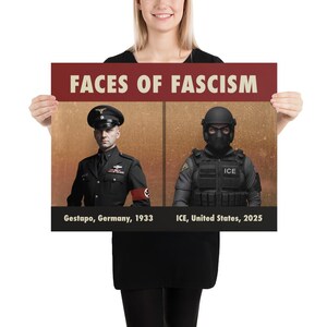 Cartel de protesta: Rostros del fascismo, antirracismo, anti ICE, justicia social, resistencia imagen 2