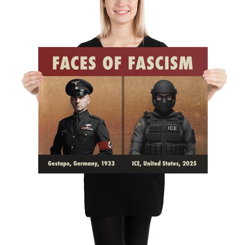 Cartel de protesta: Rostros del fascismo, antirracismo, anti ICE, justicia social, resistencia imagen 2