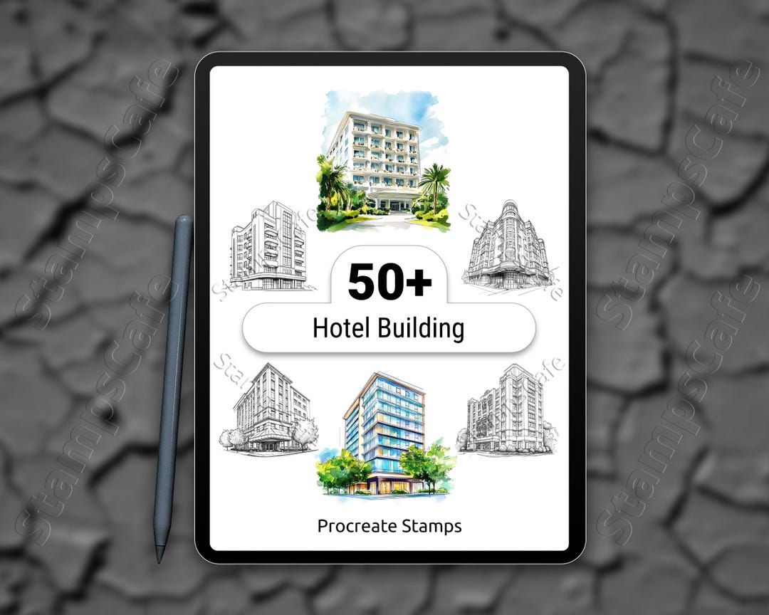 Hotel Building Procreate Stamps | 50+ Hotel & Architecture Stamp Set ...