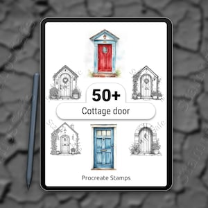 Stamps för stugdörrar, Procreate | 50+ stämpelset för rustika dörrar | Procreate dörr- och arkitekturpenselset | Digitalt konststämpelset