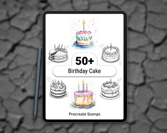 Procreate Birthday Cake Stamps, 50+ Birthday & Celebration Cake Stamp Set, Procreate Celebration Cake Brush Set, Digital Art Stamp Bundle