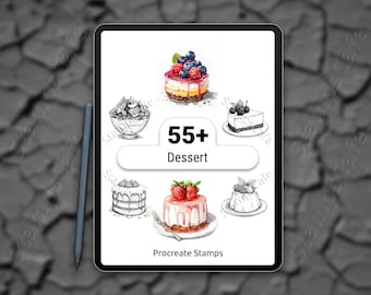 Dessert Procreate Stamp | 55+ Dessert and Sweet Treat Stamp Set | Procreate Food & Bakery Brush Set | Digital Art Stamp Bundle