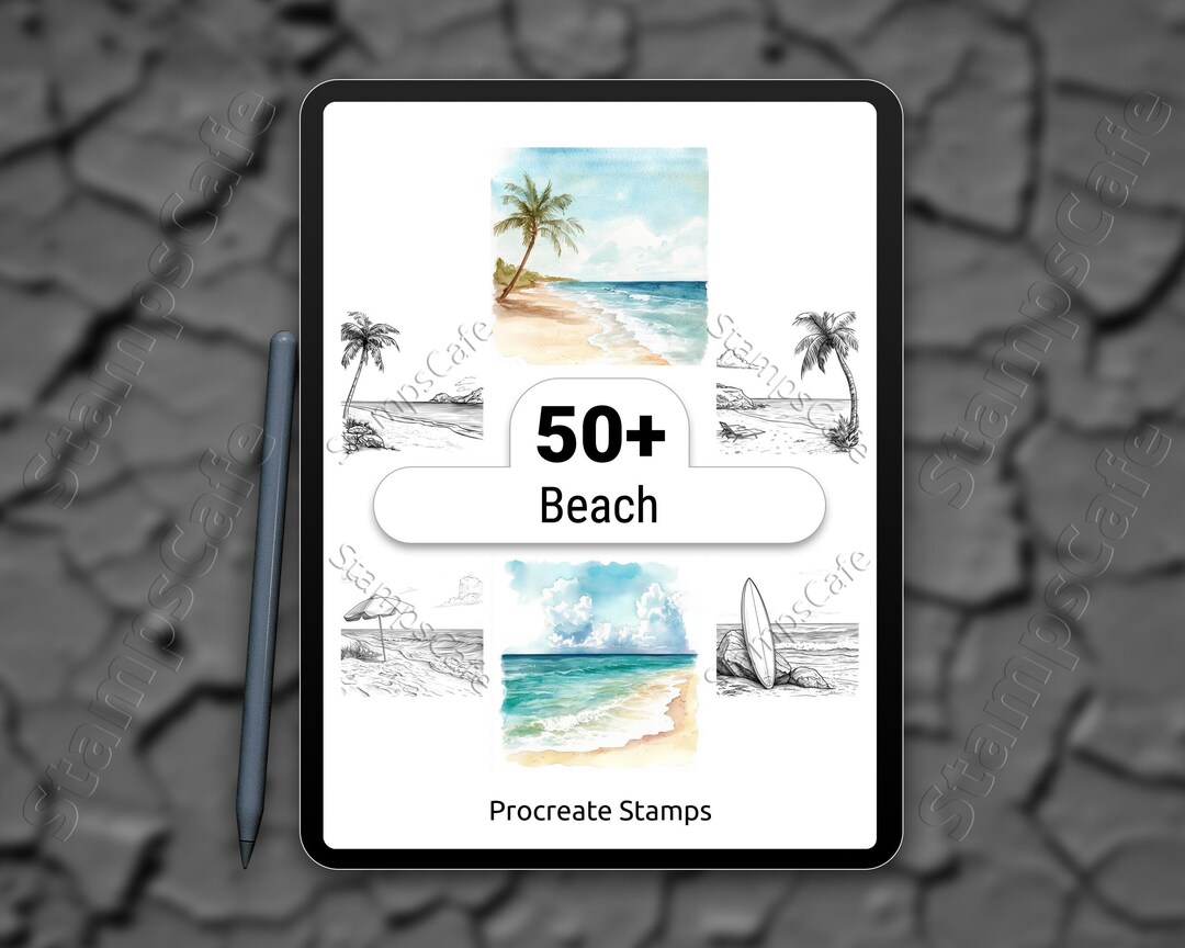 Beach Procreate Stamps Bundle, 50+ Beach & Sea Procreate Stamps Brushes ...