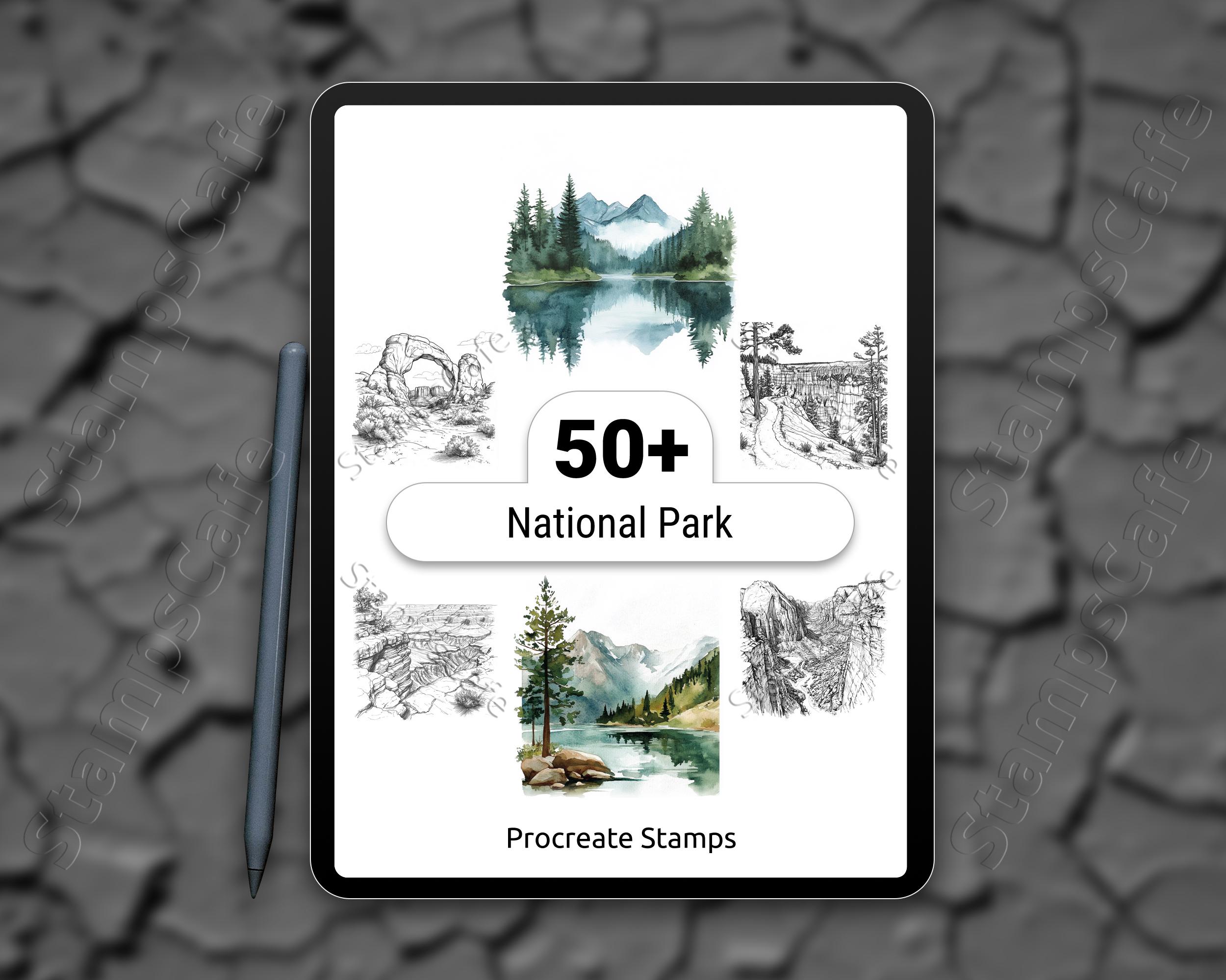 National Parks Procreate Stamps Bundle, 50+ Nature & Park Procreate ...