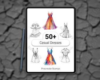 Timbri Procreate per abiti casual / Set di pennelli Procreate per oltre 50 abiti casual / Timbri Procreate per abiti alla moda / Pacchetto di timbri per arte digitale