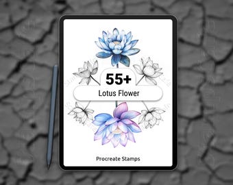 55+ Procreate Lotus Stamps, Lotus Flower Procreate Stamp Bundle, Floral Procreate Stamp Set, Botanical Procreate Stamps for Digital Art