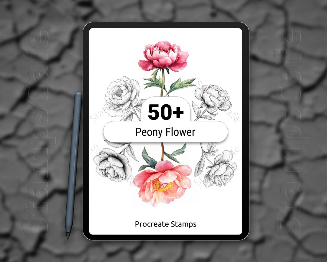 Procreate Peony Flower Stamp Set, 50+ Peony Flower Procreate Stamps ...
