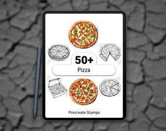 Procreate Pizza Stamps | 50+ Fast Food & Pizza Slice Stamp Set | Procreate Fast Food Brush Set | Digital Art Stamp Bundle