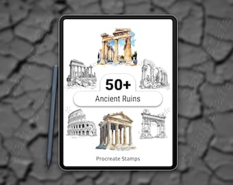 Ancient Ruins Procreate Stamps | 50+ Historic Ruins Brush Set | Procreate Architecture & Landmark Stamps | Digital Art Stamp Bundle