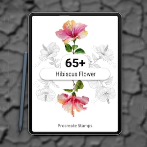 Procreate Hibiscus Stamp Set, 65+ Hibiscus Flower Procreate Stamps, Nature, Floral Procreate Stamp Digital Files, Flower Stamp Pack