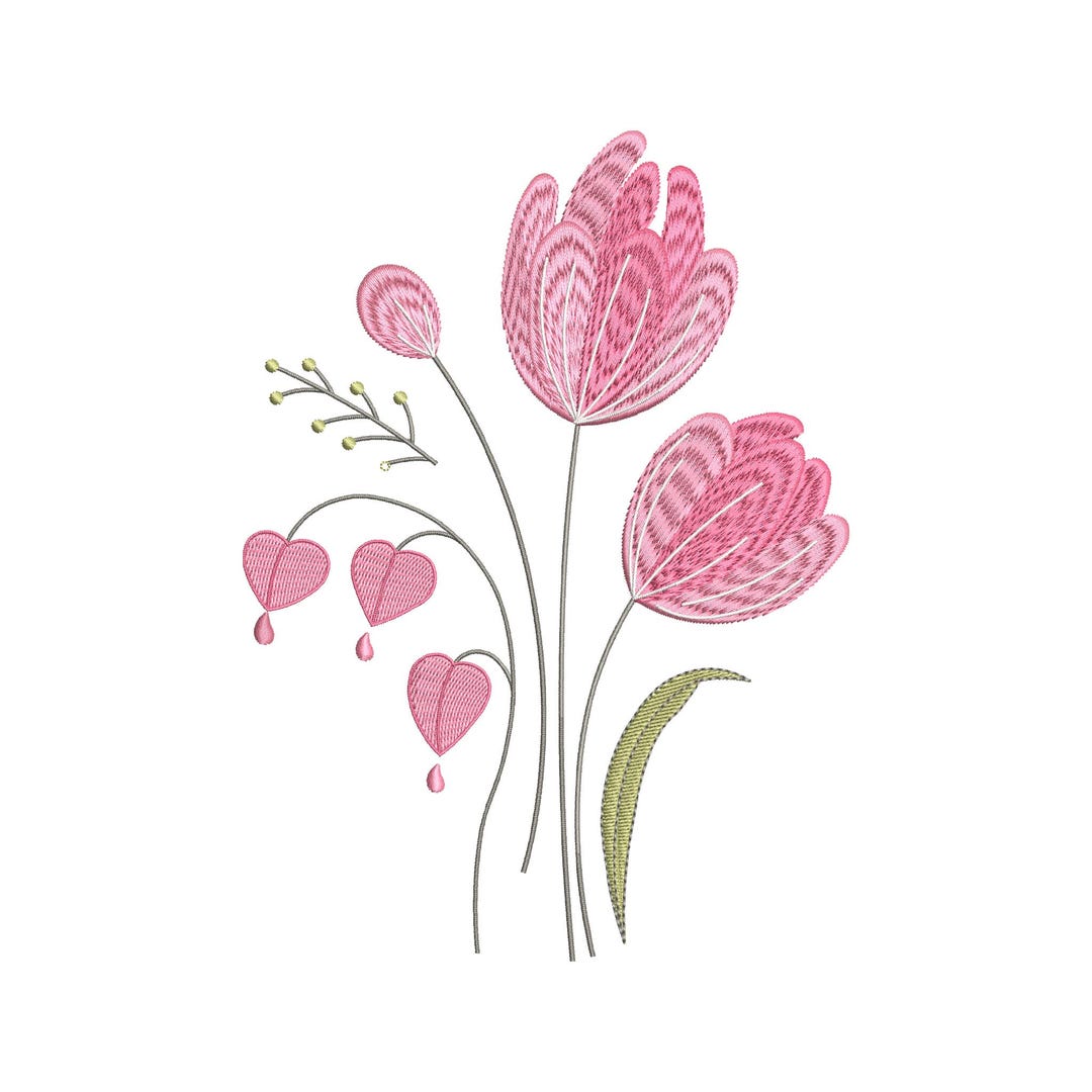 Flower Machine Embroidery File, Wild Flowers Embroidery File, Summer ...