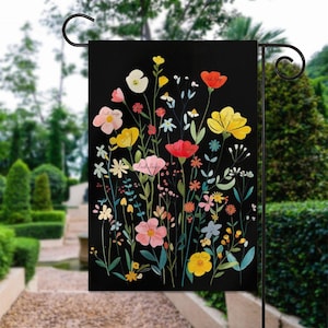 Subtle Anti Trump Garden Flag, Flag with Anti Trump Text, Bold Floral Political Banner,Political Flag Double-Sided,FDT Flower Design 12“x18”