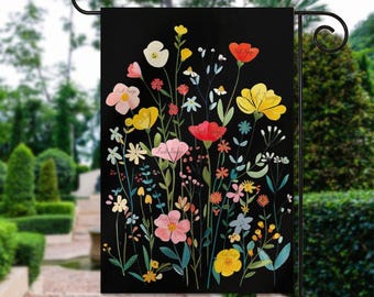 Subtle Anti Trump Garden Flag, Flag with Anti Trump Text, Bold Floral Political Banner,Political Flag Double-Sided,FDT Flower Design 12“x18”
