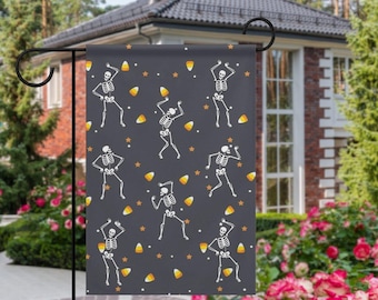 Slightly Subtle Spooky Skeleton Garden Flag, Fall Outdoor Decor, Halloween garden flag, Halloween Decoration,Outdoor Halloween Decor 12“x18”