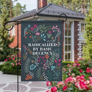Subtle Anti Trump Garden Flag, Flag with Anti Trump Text, Resist Trump Garden Flag, Progressive Yard Decor, Bold Floral Political Banner