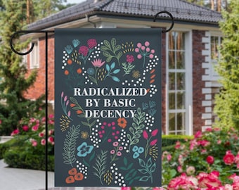 Subtle Anti Trump Garden Flag, Flag with Anti Trump Text, Resist Trump Garden Flag, Progressive Yard Decor, Bold Floral Political Banner