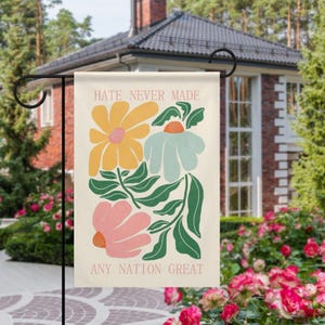 Subtle Anti Trump Garden Flag, Flag with Anti Trump Text, Resist Trump Garden Flag, Bold Floral Political Banner,Political Flag Double-Sided