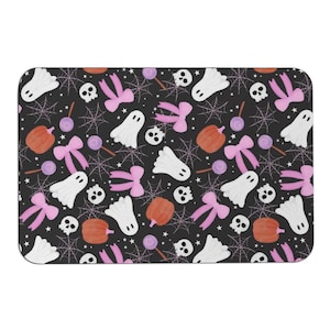 Pink Halloween Doormat, Ghost Welcome Mat, Housewarming Gift,  Ghost Doormat, Pumpkin DoorMat, Ghosts Doormat, Halloween multi-element mat