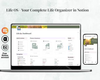 Notion Life OS Template – All-in-One Life Planner | Goals, Habits, Tasks, Finances & Wellness Dashboard