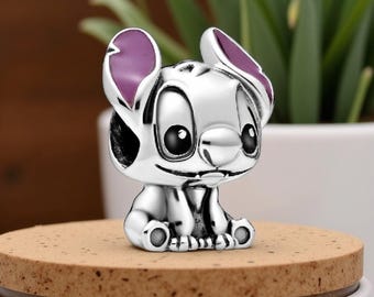 Disney Sterling Silver Stitch Charm, Purple Enamel Ears