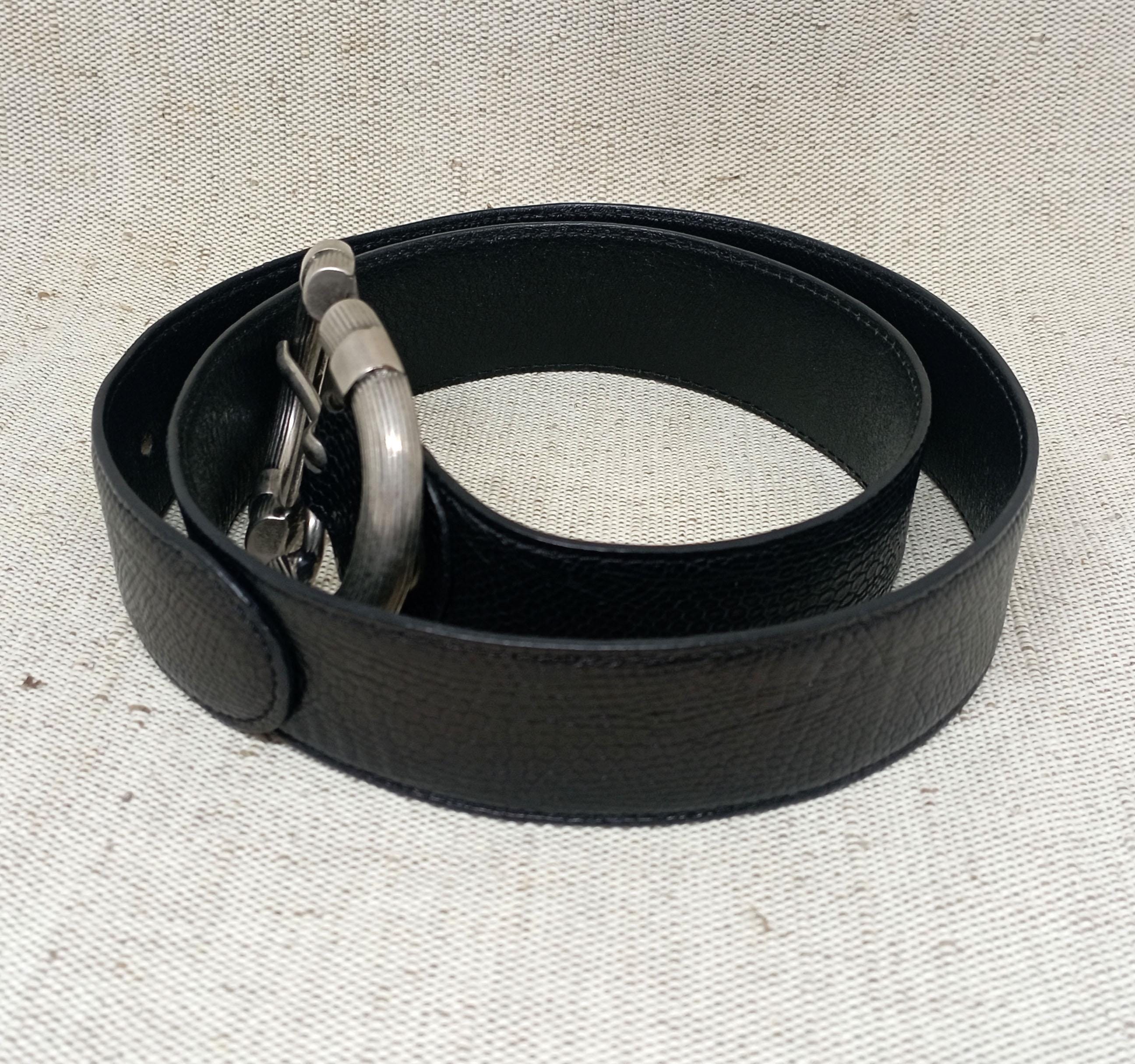 Nanni Black Leather Belt with animal fur inset, made in Italy Belt Nanni Milano Black size 90 cm in Metal - 58429059 main image 3