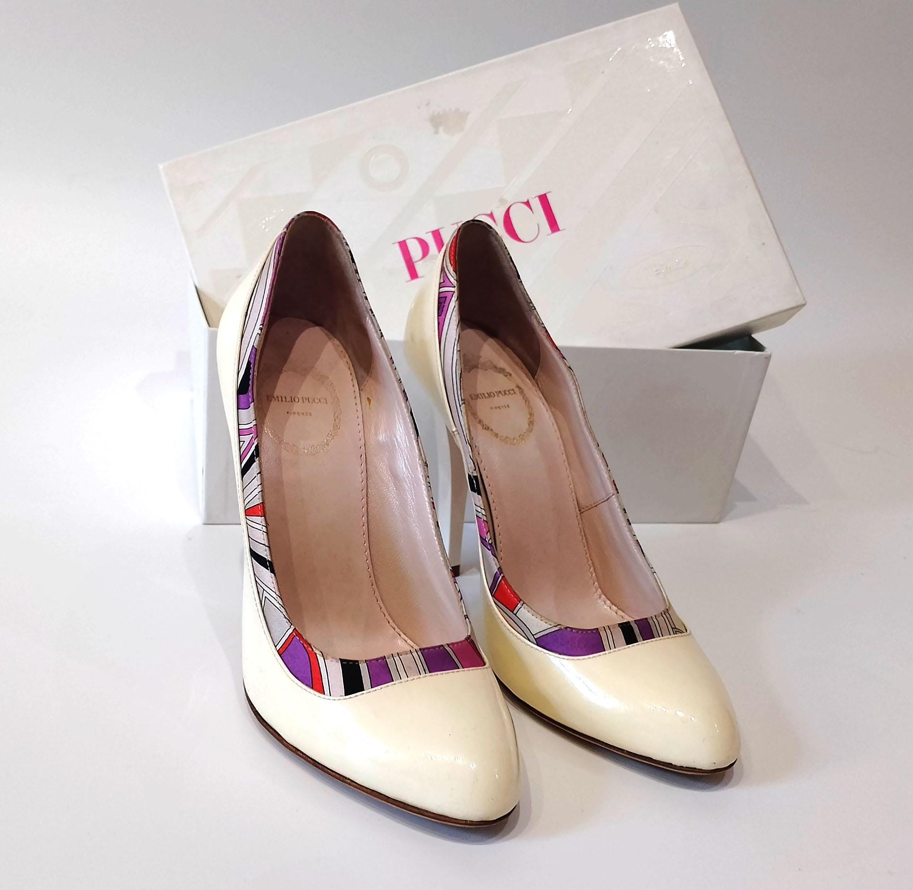 EMILIO PUCCI 赤黒ストラップハイヒール36.5 EMILIO PUCCI all-over pattern sneakers 36 leather sole made