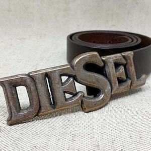 Diesel Vintage Dark Brown‎ Belt with Distressed Silver Buckle Size 36\