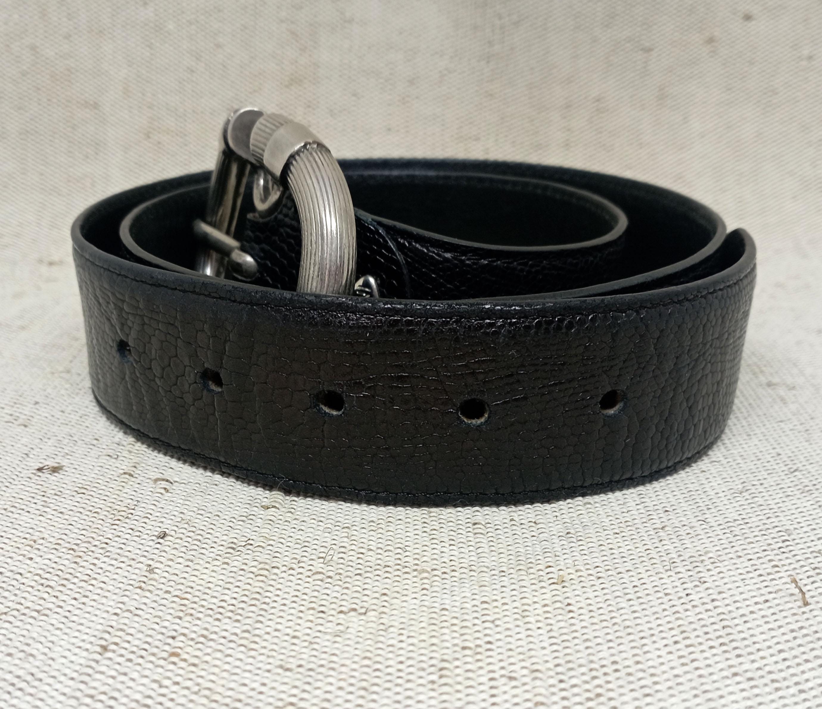 Nanni Black Leather Belt with animal fur inset, made in Italy Belt Nanni Milano Black size 90 cm in Metal - 58429059 main image 2