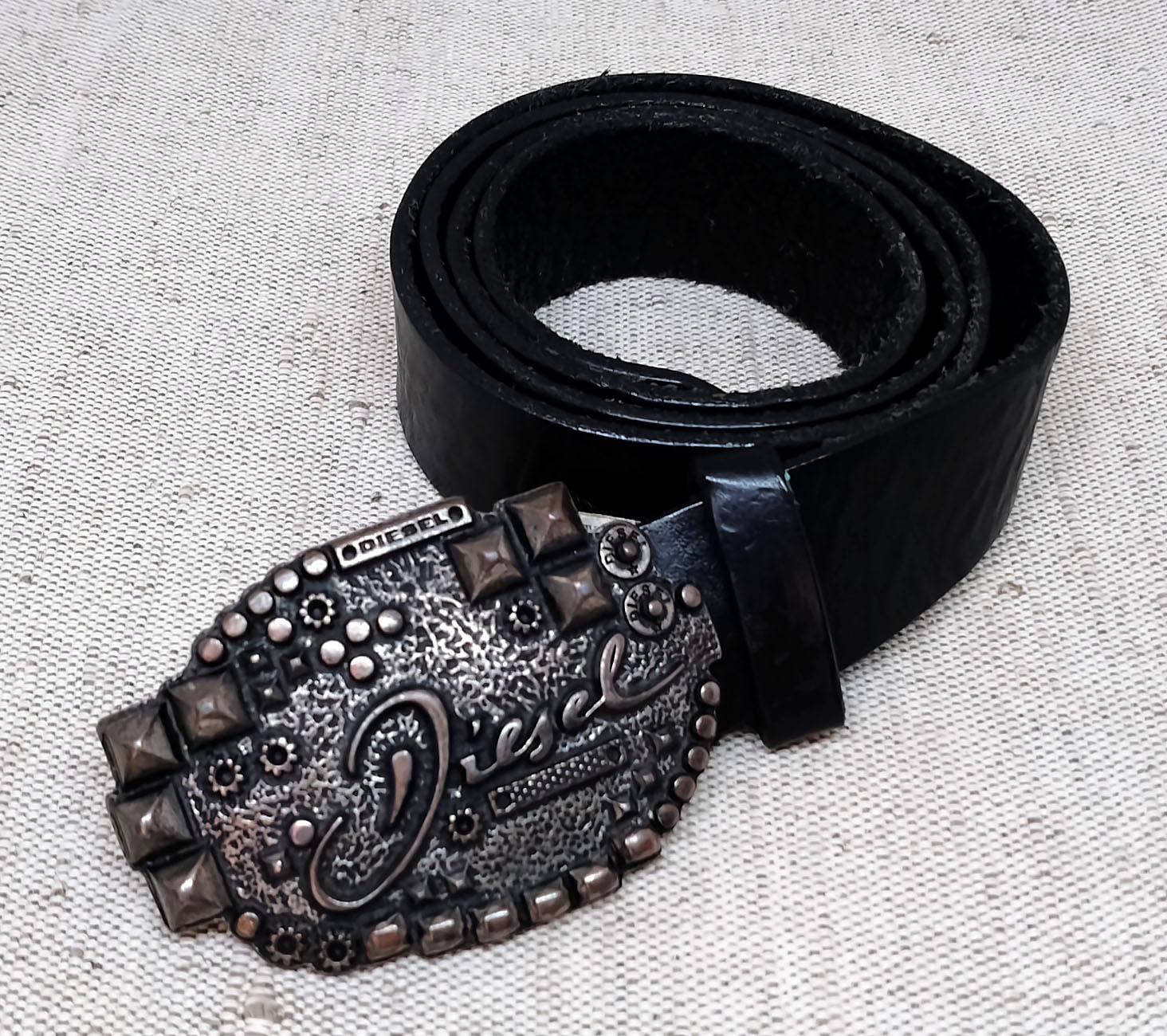 小物 DIESEL leather BELT BIG LOGO BK vintage DIESEL leather BELT BIG LOGO BK vintage（Diesel Vintage Belt