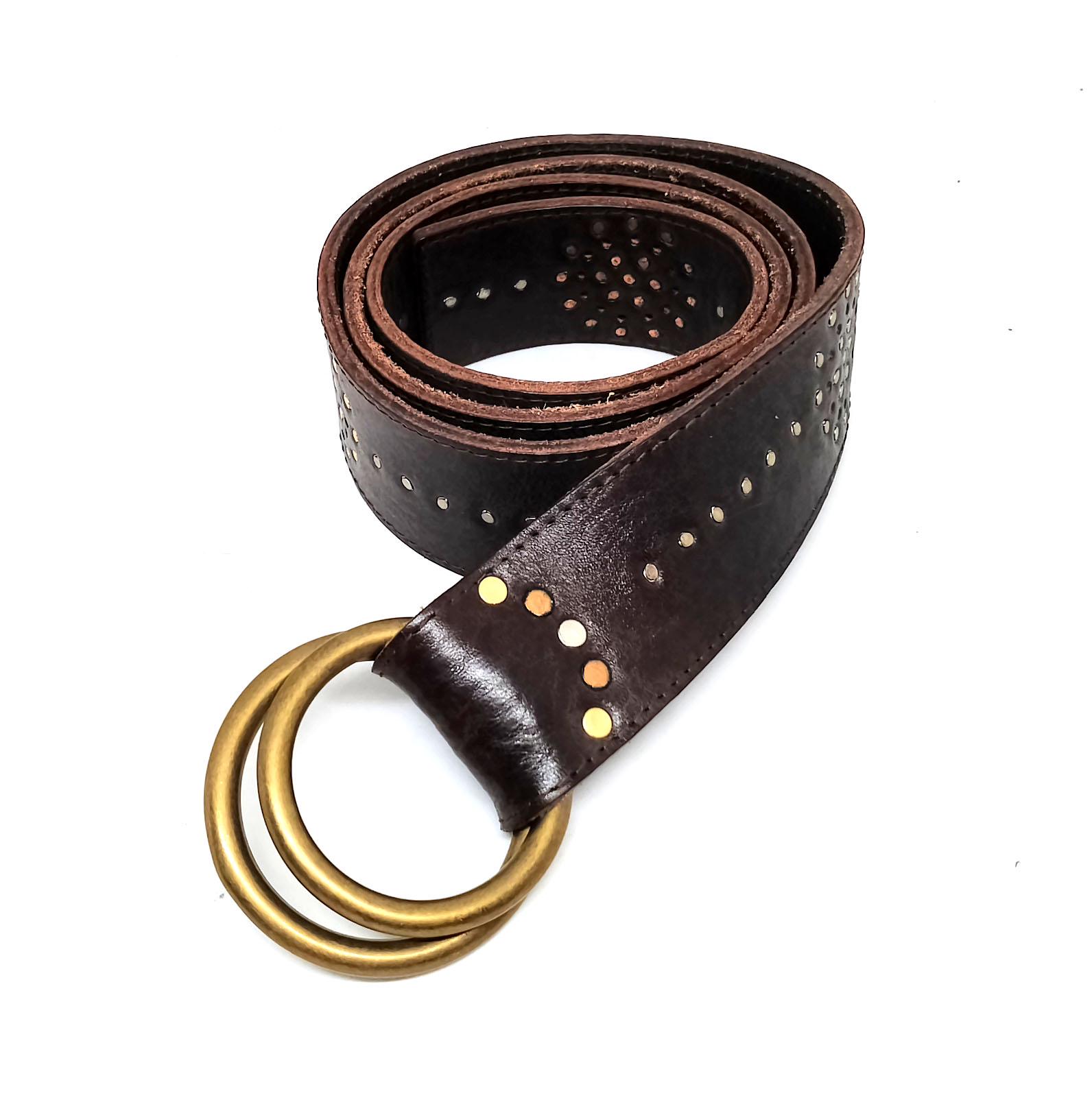 Orciani Vintage 90s Brown Leather Agate Stone Boho Tie Waist Belt 85cm Medium Orciani Leather Belts for Women for sale | eBay main image 3