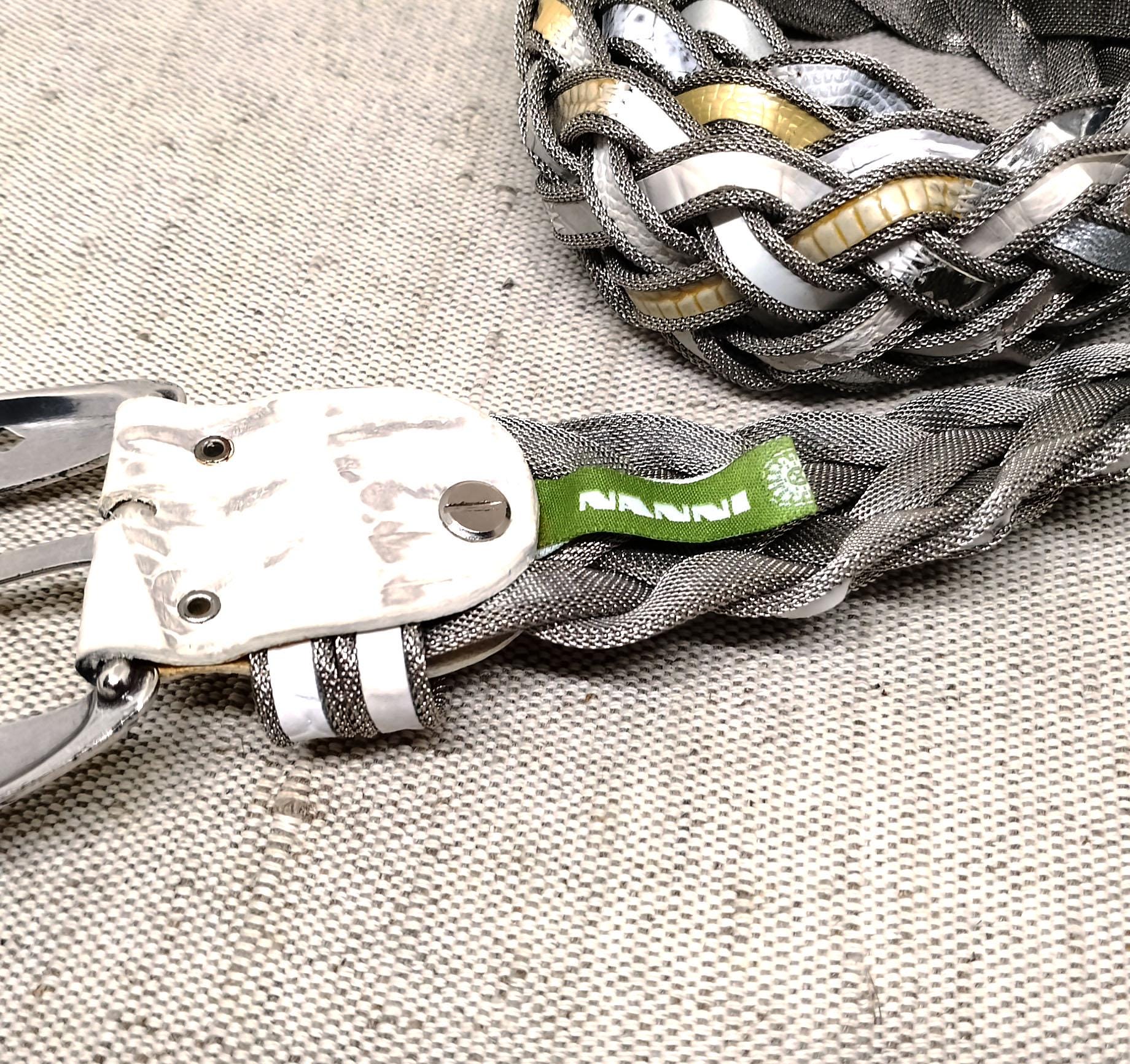 Vintage Nanni Italy Metal Braided Belt With Leather Inserts  display picture 1