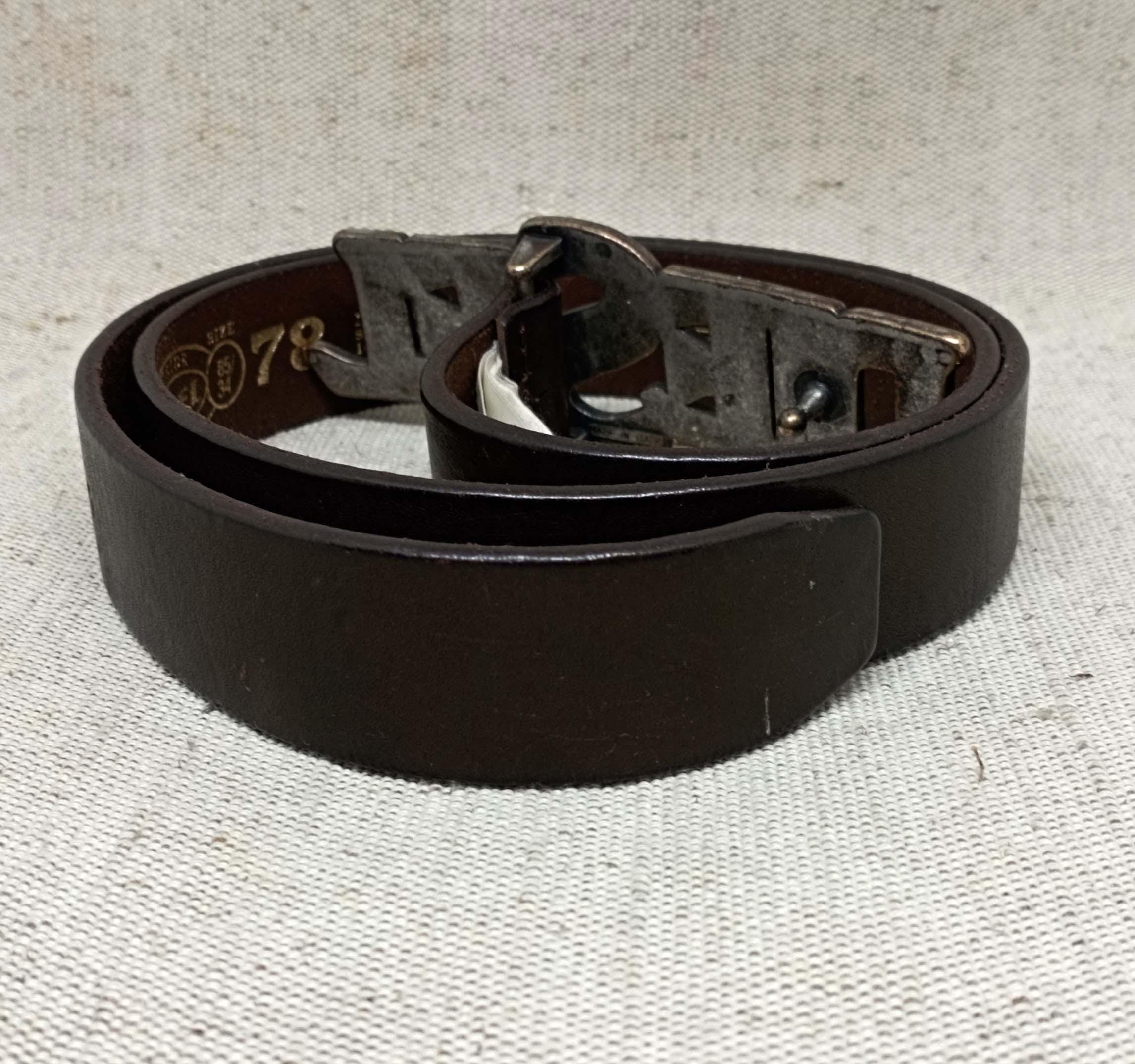 Vintage Diesel Brown Leather Belt – Large Logo Metal Buckle