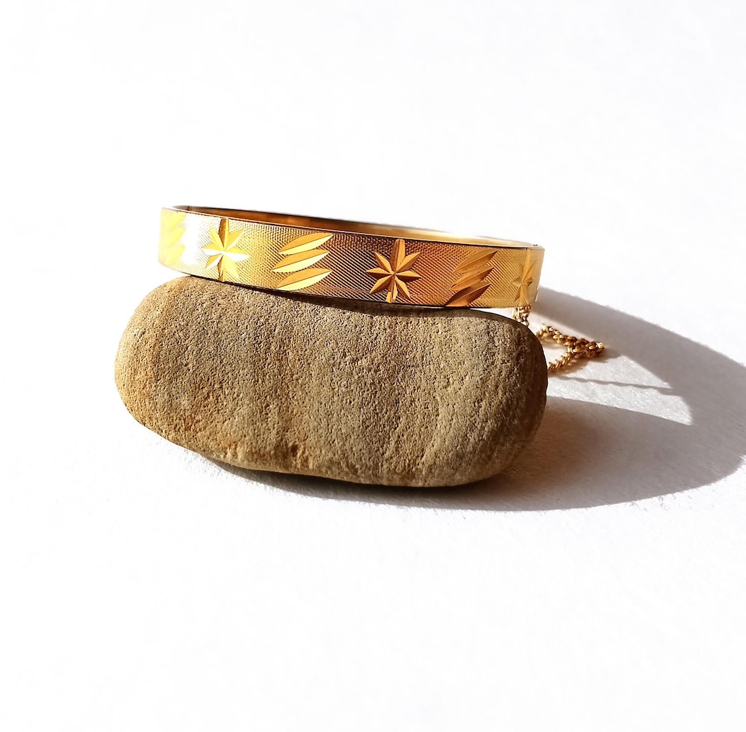 Vintage 18K RGP Gold Bracelet Hinged Bangle 60 Mm 2.4 in Heavy 32 G - Etsy