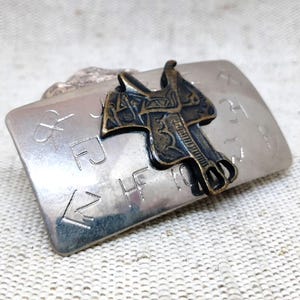 Vintage Chambers Belt Co Saddle Buckle – Made in USA – Fits 28mm Belt – Western Accessory – Horse Saddle Design
