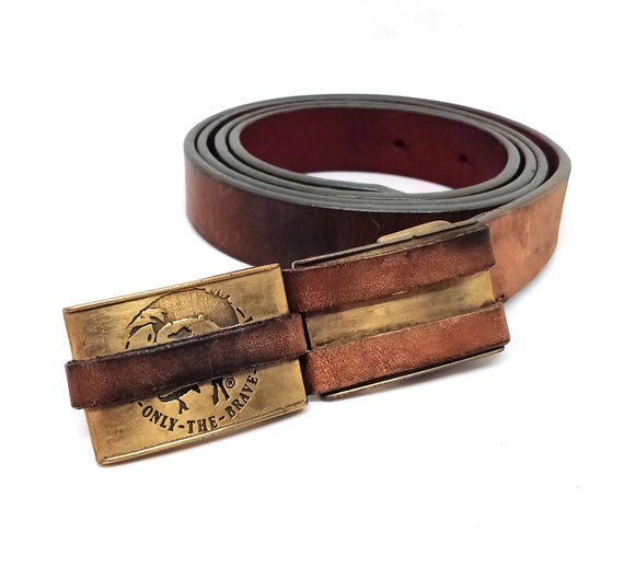 Vintage Diesel Brown Cherry Leather Belt With Rare Buckle  display picture 2