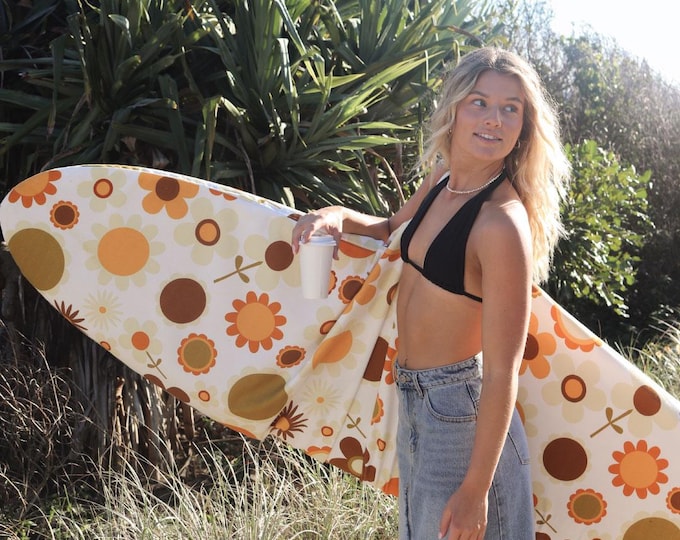Tawny Daisy Surfboard Sock: Recycled Cotton Midlength Surfboard Cover
