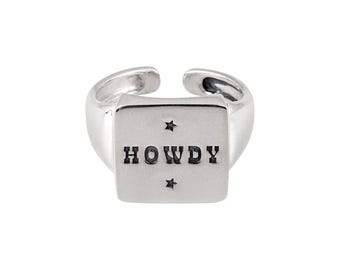 Bague ajustable en argent 925 Howdy COWGIRL
