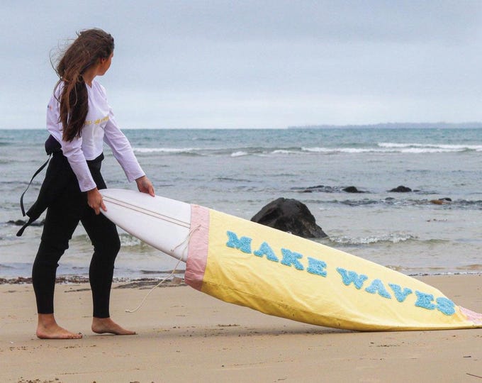 Make Waves Surfboard Sock by Surfboard Soks: Cotton Canvas Cover - Protects Car & Board