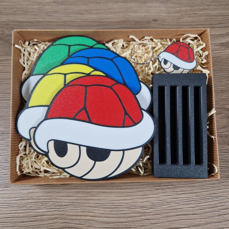 Mario Koopa Shell Coaster, Display Stand, Also Available As A Gift Set. Gift Set