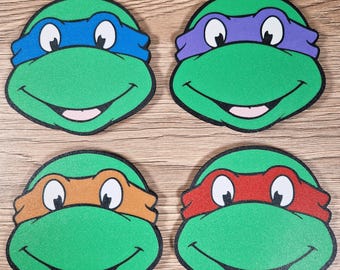 Teenage Mutant Ninja Turtle Coasters,  Optional Display Stand. TMNT. Available Gift Set