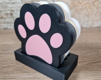 Paw Prints Coaster, with optional Display Stand, Available Also As A Gift Set.