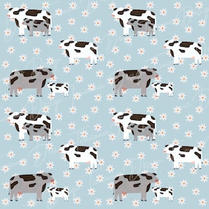 Cute Cow Clipart, Farm Animals Watercolor, Farm Animals Pattern, Seamless Pattern, Printable Design, Seamless Pattern, Farm, Cow