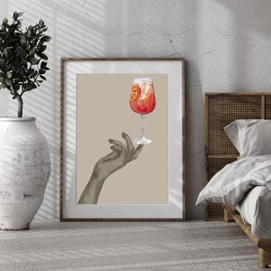 Affiche Aperol Spritz | Amateurs d'Aperol | Idée cadeau Aperol | Ambiance estivale | Cocktail numérique Art Déco Boho | Modèle personnalisable, boisson d'été
