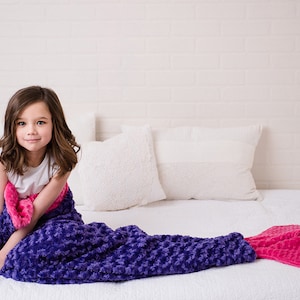 Mermaid Tail Blanket- Purple Hot Pink Blanket- Minky Mermaid Blanket- Mermaid Tail- Minky Bedding- Girls Bedding-