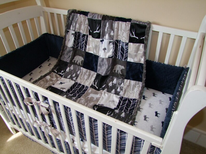 Deer Nursery Set Navy Gray Nursery Moose Nursery Bear Etsy Canada