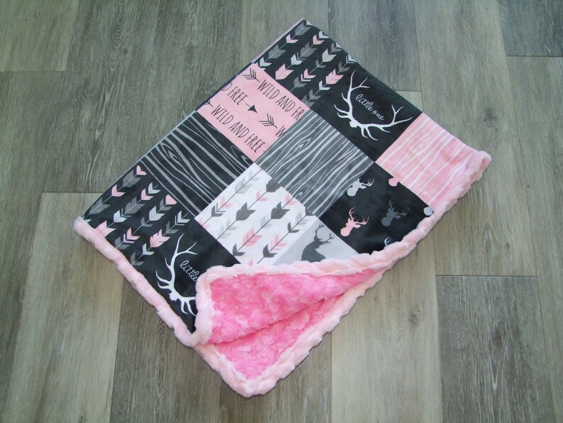 Deer Bedding Pink Woodland Bedding Pink Gray Deer Etsy
