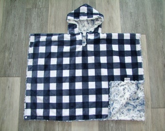 Woodland Car Seat Safe - Woodland Minky Car Seat Blanket - Poncho - Plaid Poncho- All MINKY-